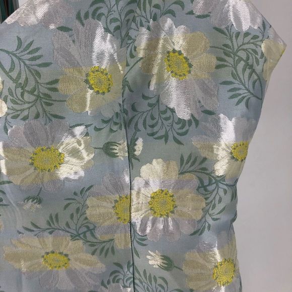 Lulu’s Blooming Love Light Blue Yellow Floral Jacquard Mini Dress size Medium - Picture 6 of 14